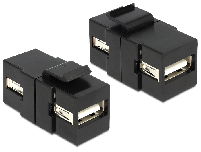 Hálózati eszközök DeLock Keystone module USB 2.0 A female > USB 2.0 A female Black Hálózati eszközök DeLock Keystone module USB 2.0 A female > USB 2.0 A female Black
