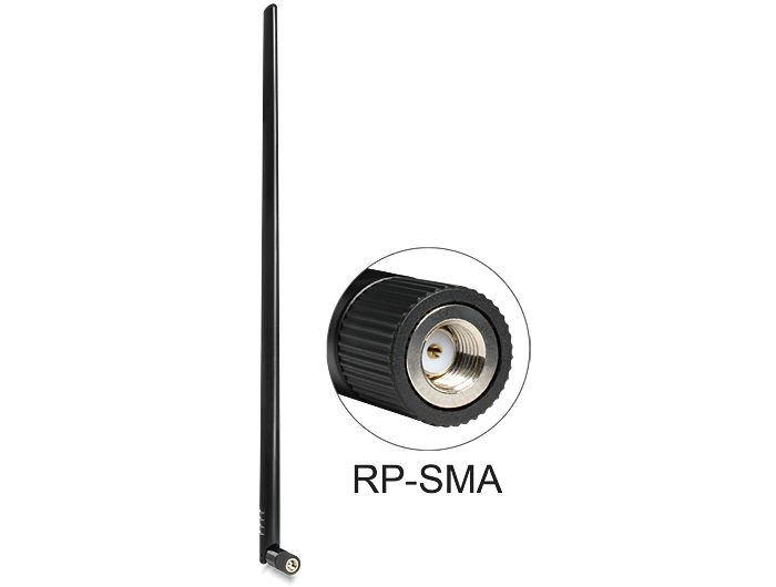 Antenna DeLock WLAN 802.11 b/g/n Antenna RP-SMA plug 9 dBi omnidirectional with tilt joint Black