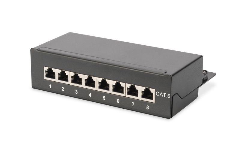Hálózati eszközök Digitus Desktop CAT6 8 -port Patch Panel Shielded Class E RAL 9005 Black Hálózati eszközök Digitus Desktop CAT6 8 -port Patch Panel Shielded Class E RAL 9005 Black
