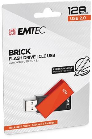 USB Flash RAM Emtec 128GB C350 Brick USB2.0 Orange