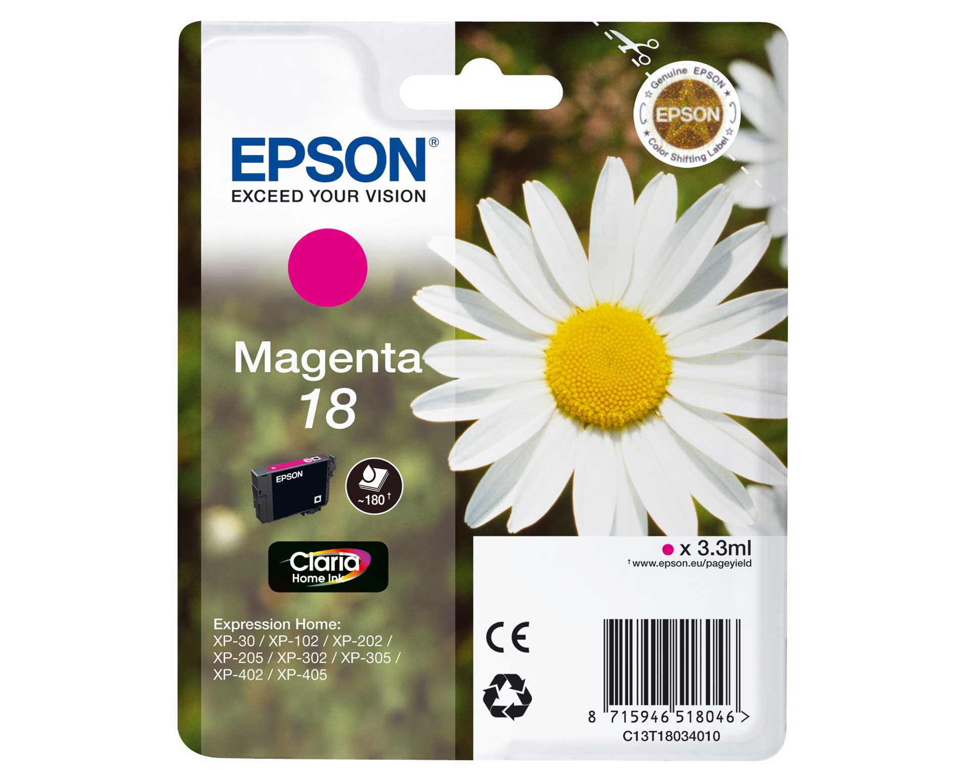 Epson T1803 (18) Magenta tintapatron Epson T1803 (18) Magenta tintapatron