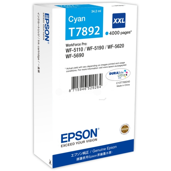 Epson T7892 XXL Cyan Epson T7892 XXL Cyan