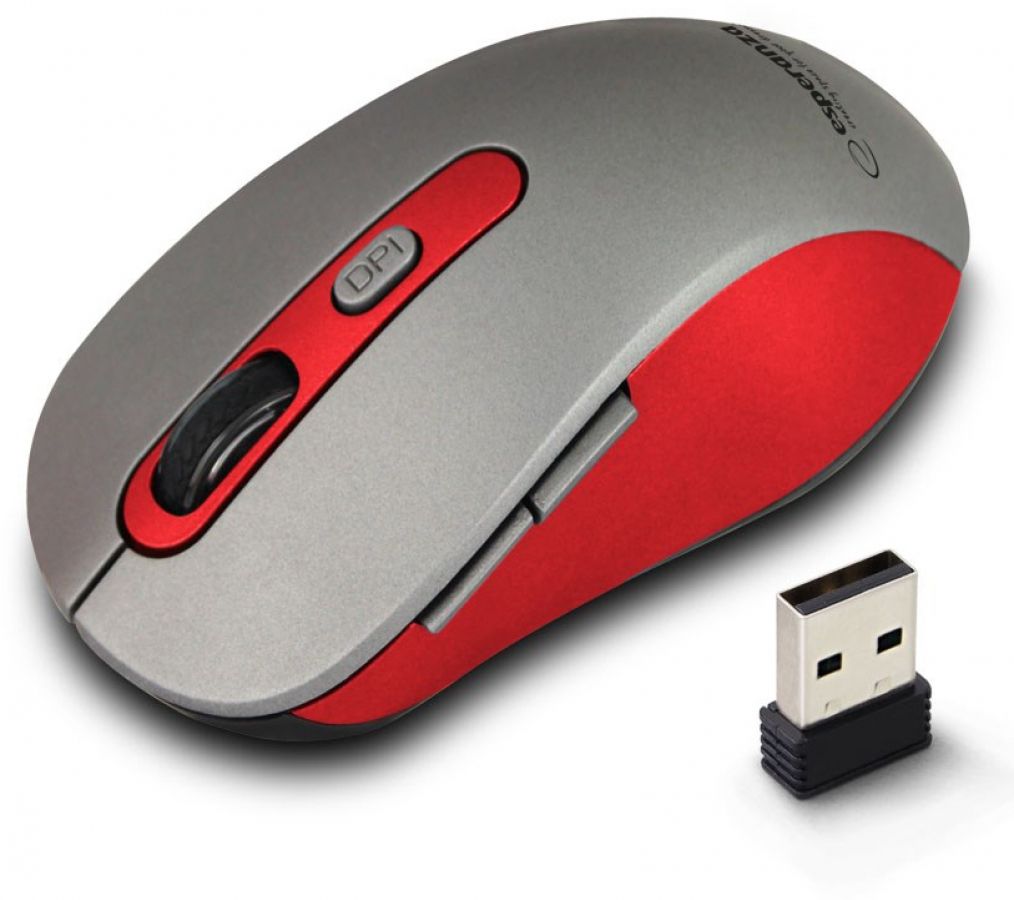 Esperanza Adara Wireless Optical Mouse Grey/Red Esperanza Adara Wireless Optical Mouse Grey/Red