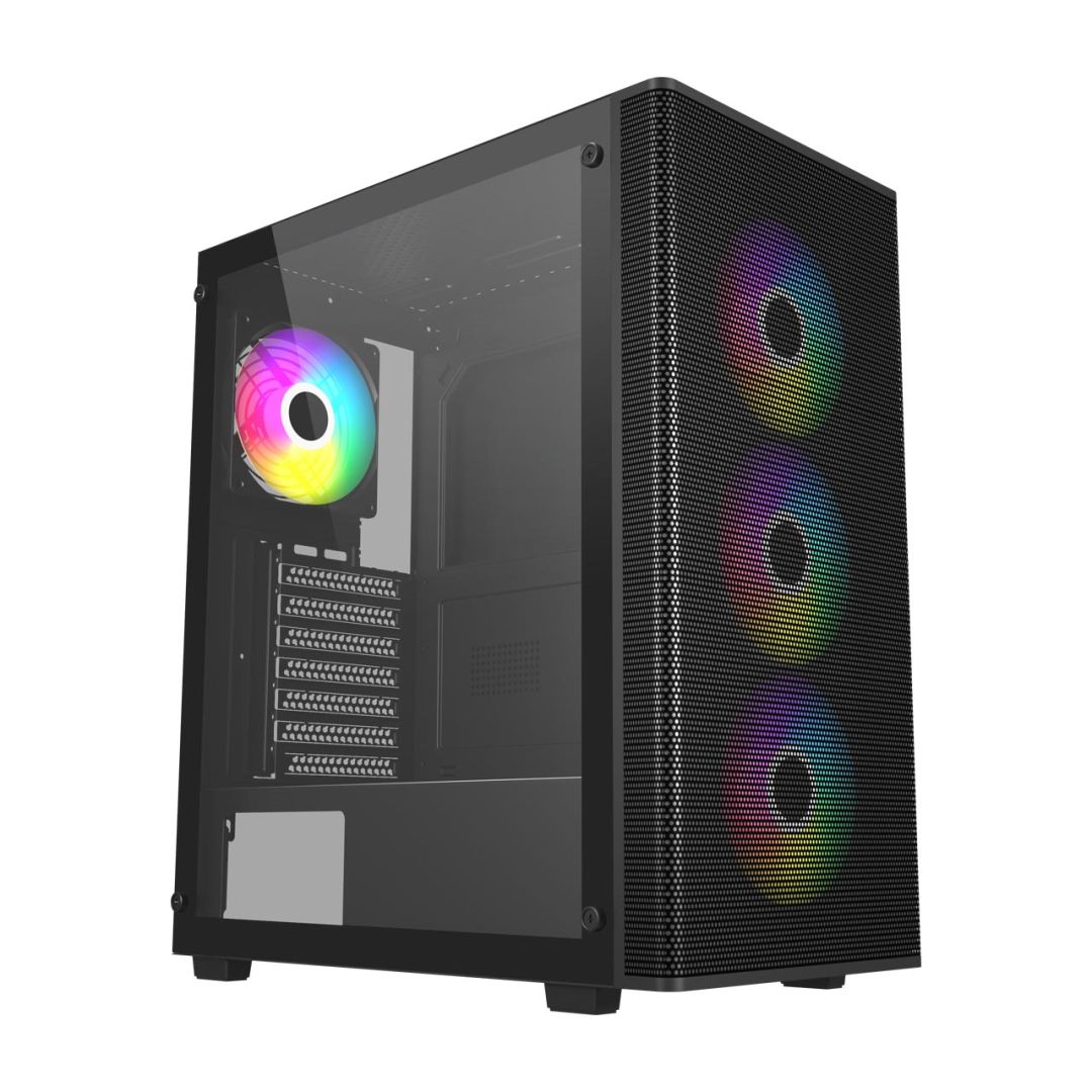 Ház FSP M220 ARGB Tempered Glass Black