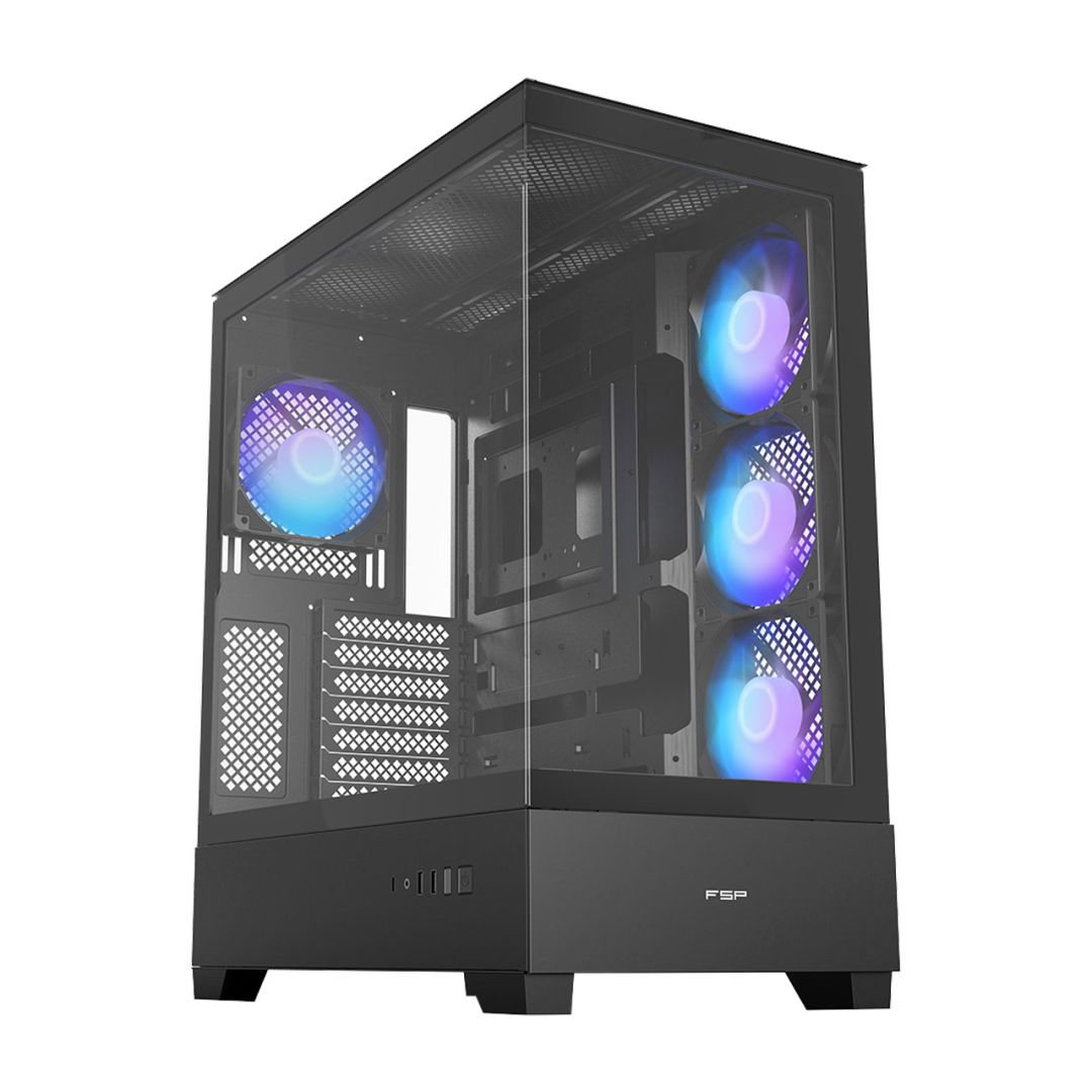 Ház FSP M370 ARGB Tempered Glass Black