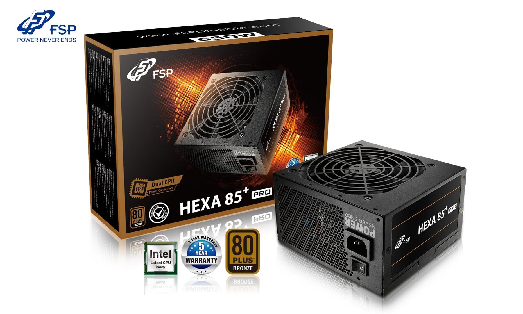 FSP 650W 80+ Bronze Hexa 85+ Pro FSP 650W 80+ Bronze Hexa 85+ Pro