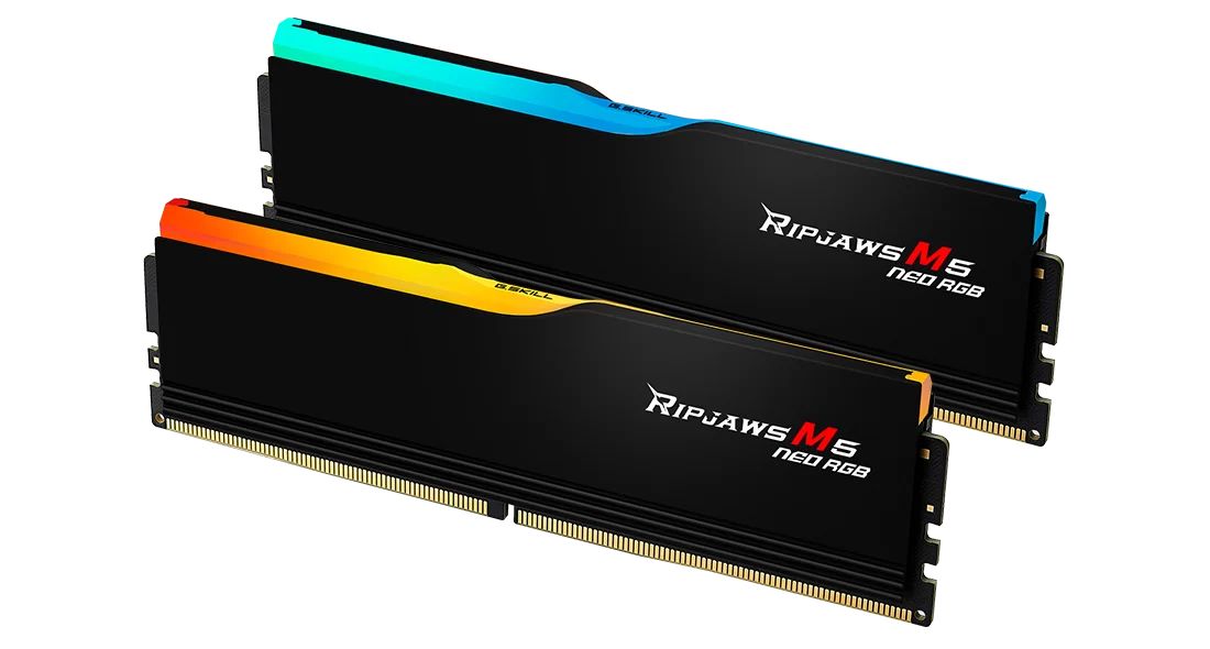 Memória G.SKILL 32GB DDR5 6000MHz Kit(2x16GB) Ripjaws M5 Neo RGB Black Memória G.SKILL 32GB DDR5 6000MHz Kit(2x16GB) Ripjaws M5 Neo RGB Black