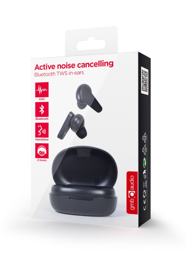 Gembird Active Noise Cancelling Bluetooth TWS Headset Black Gembird Active Noise Cancelling Bluetooth TWS Headset Black