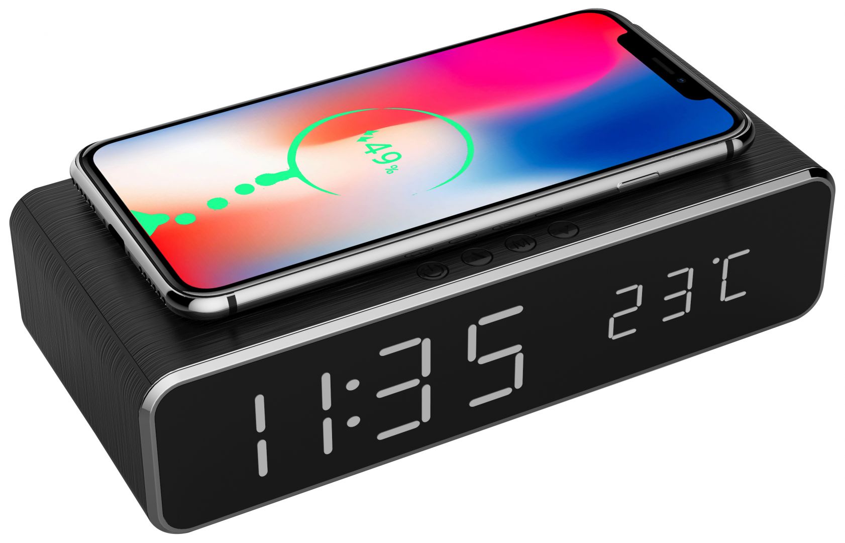 Hi-fi Gembird DAC-WPC-01 Digital alarm clock with wireless charging function Black