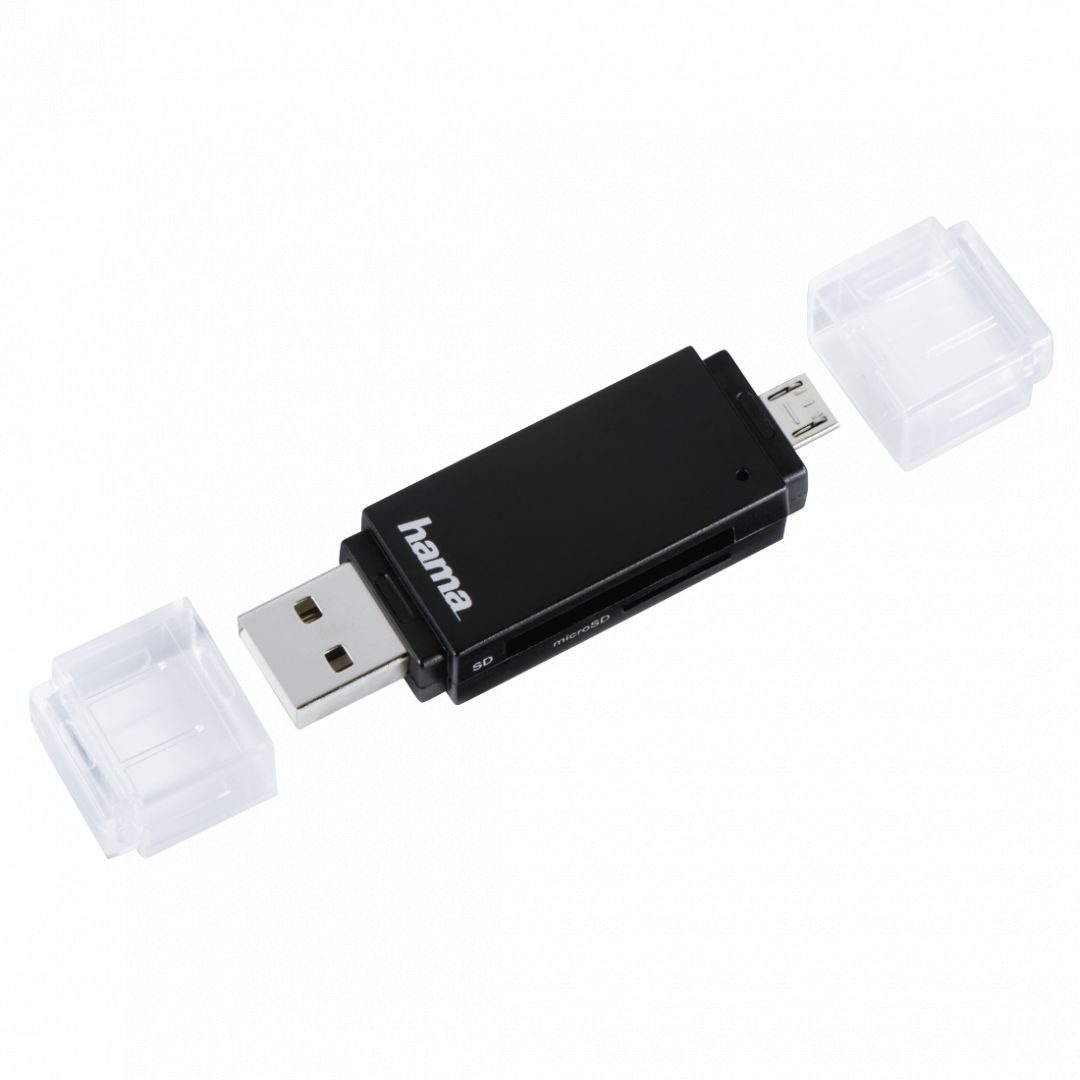 Kártyaolvasó Hama Basic USB2.0 SD/microSD OTG Card Reader Black Kártyaolvasó Hama Basic USB2.0 SD/microSD OTG Card Reader Black