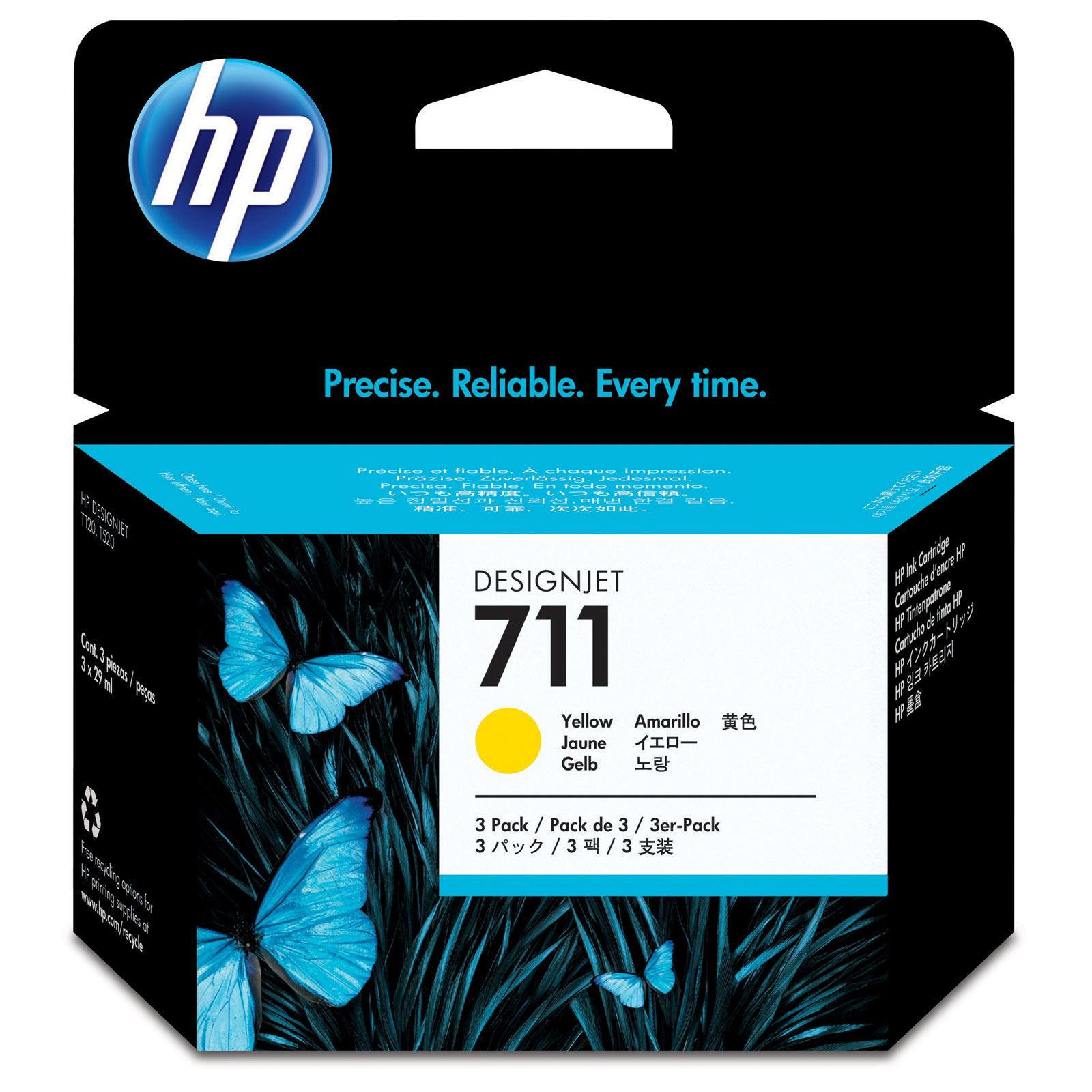 HP CZ136A (711) Yellow 3-pack tintapatron HP CZ136A (711) Yellow 3-pack tintapatron