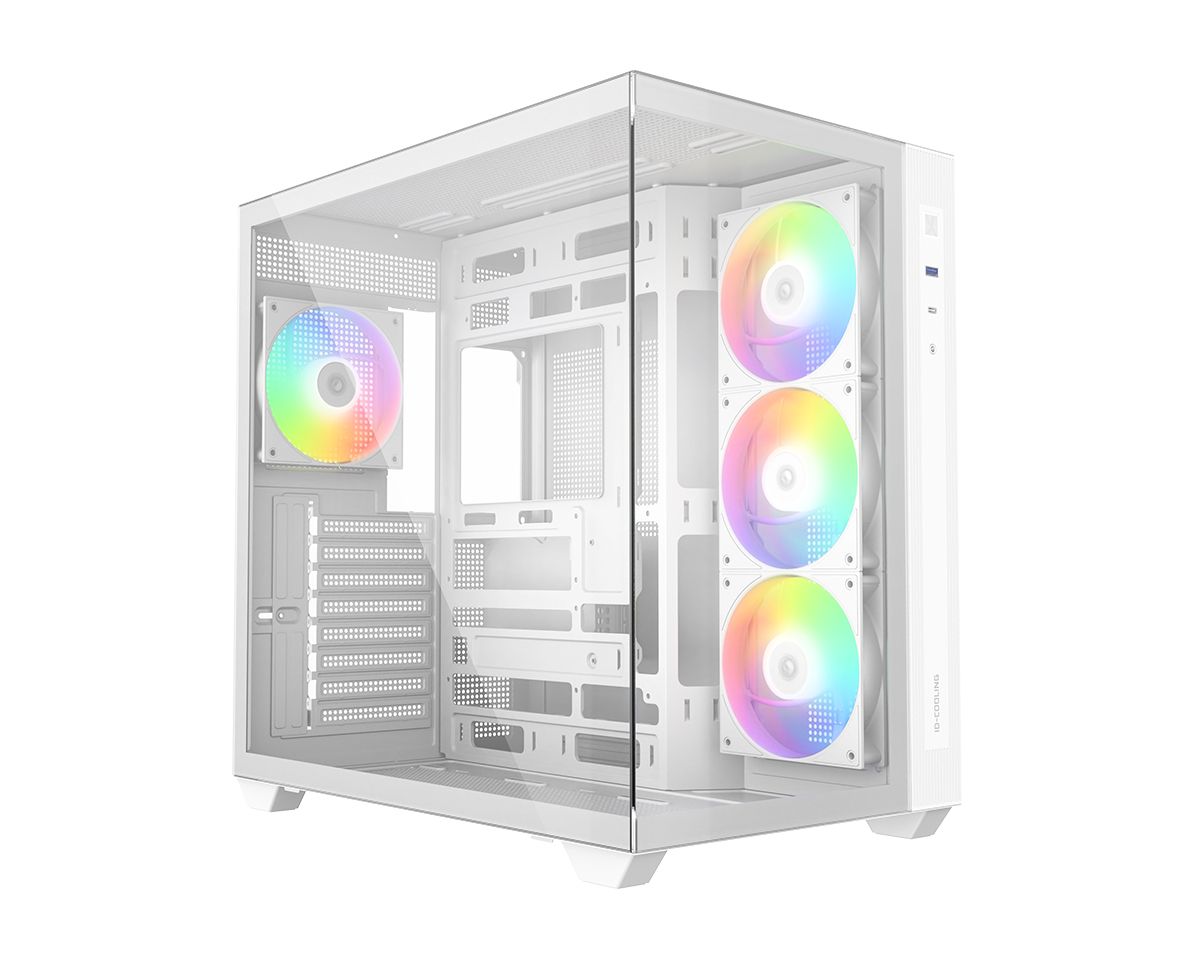 Ház ID-COOLING VIEW 510 ARGB WH Tempered Glass White