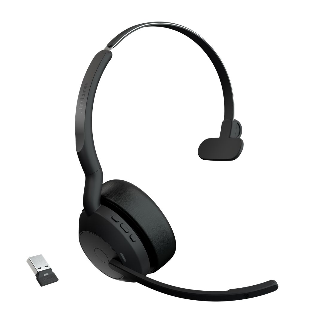 Jabra Evolve2 55 UC Mono with Link380a Bluetooth Headset Black Jabra Evolve2 55 UC Mono with Link380a Bluetooth Headset Black
