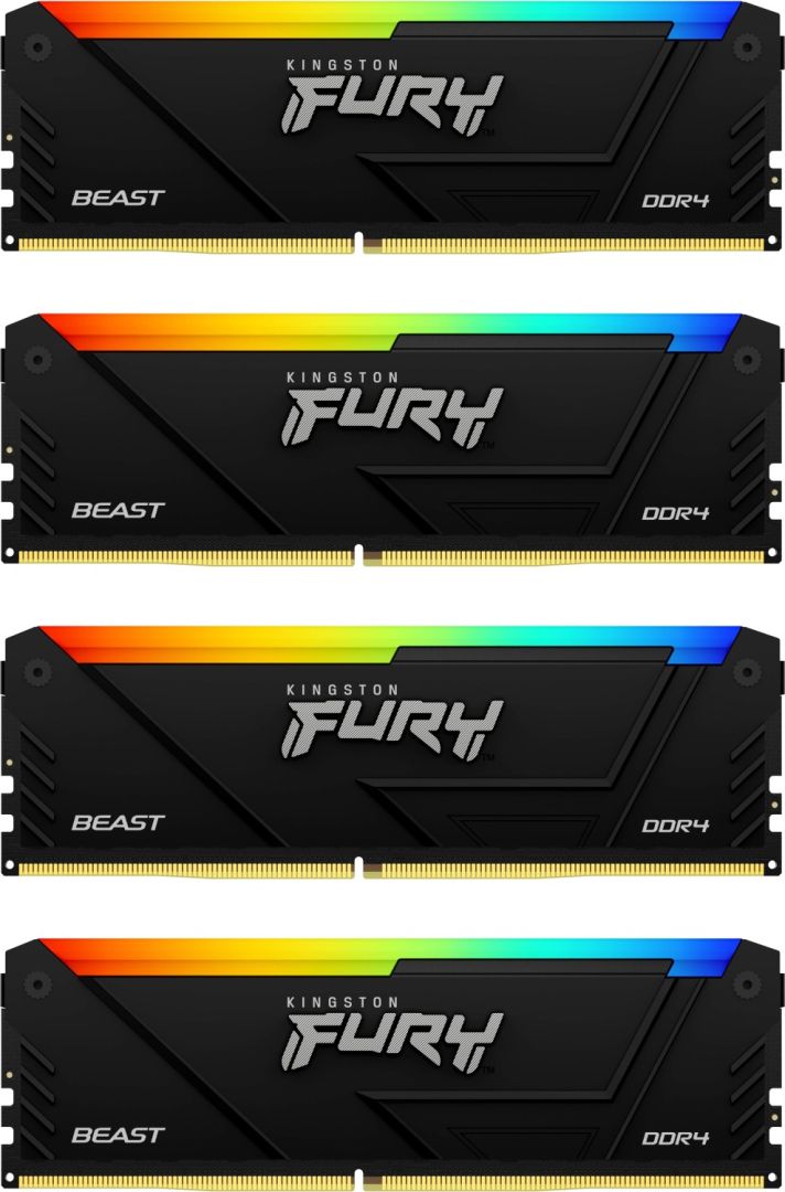Memória Kingston 128GB DDR4 3600MHz Kit(4x32GB) Fury Beast RGB