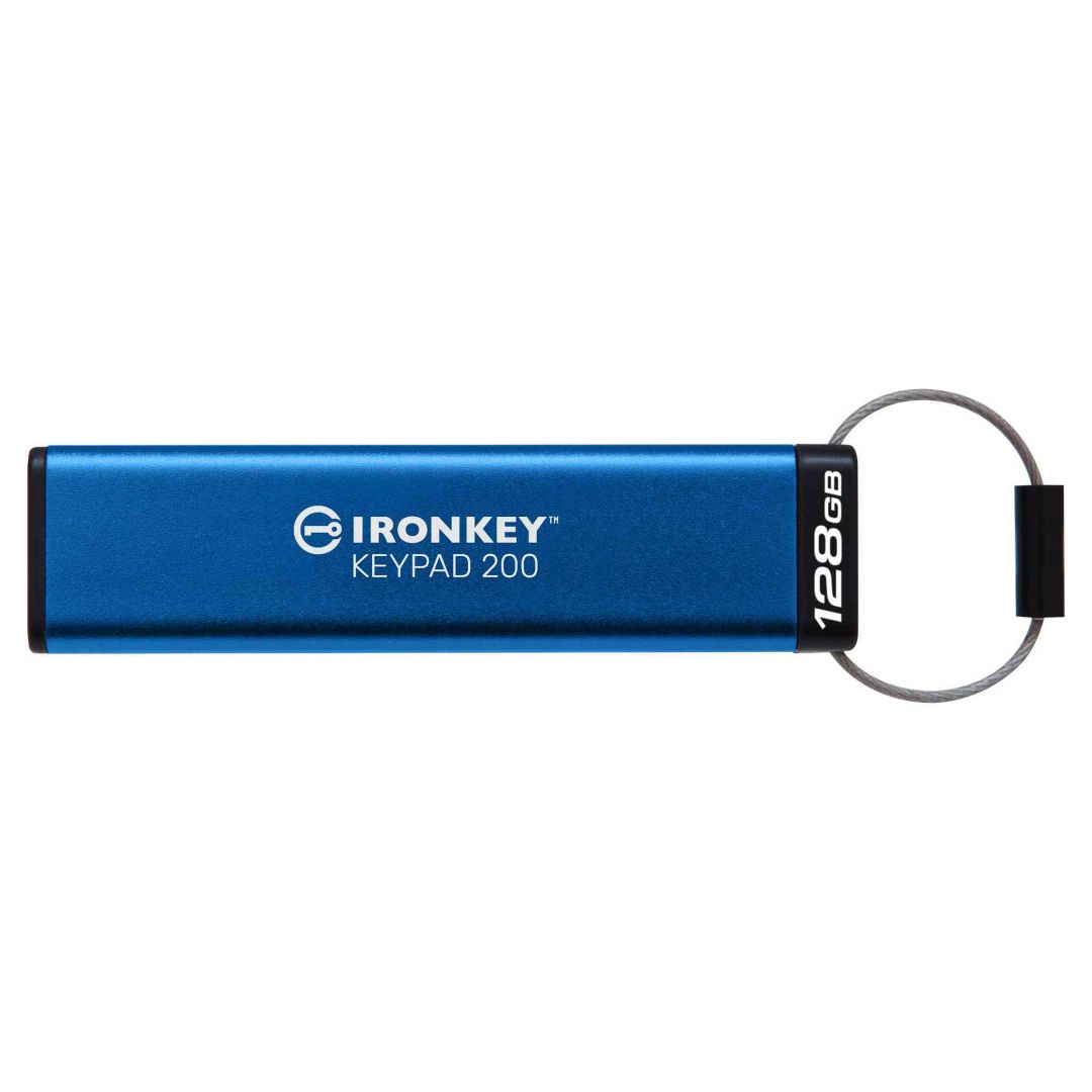 USB Flash RAM Kingston 128GB IronKey Keypad 200 USB3.2 Blue