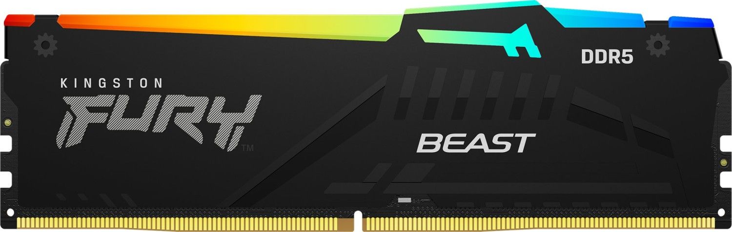 Memória Kingston 16GB DDR5 6400MHz Fury Beast RGB Black Memória Kingston 16GB DDR5 6400MHz Fury Beast RGB Black