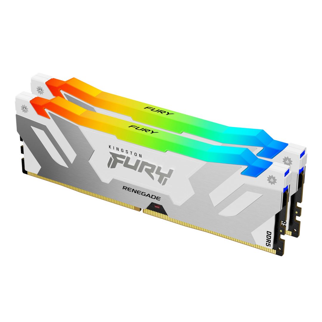 Memória Kingston 32GB DDR5 6400MHz Kit(2x16GB) Fury Renegade RGB White/Silver Memória Kingston 32GB DDR5 6400MHz Kit(2x16GB) Fury Renegade RGB White/Silver