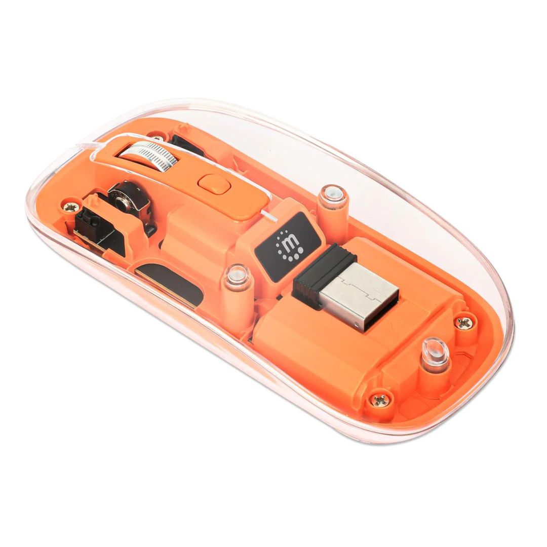 Manhattan Rechargeable Wireless USB Mouse Transparent/Orange Manhattan Rechargeable Wireless USB Mouse Transparent/Orange
