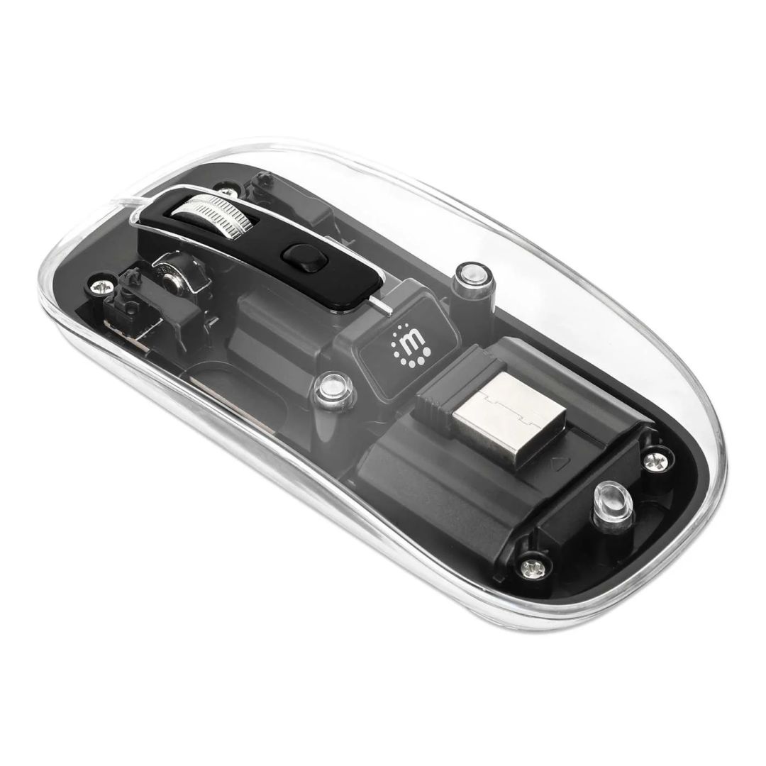 Manhattan Rechargeable Wireless USB Mouse Transparent/Black Manhattan Rechargeable Wireless USB Mouse Transparent/Black