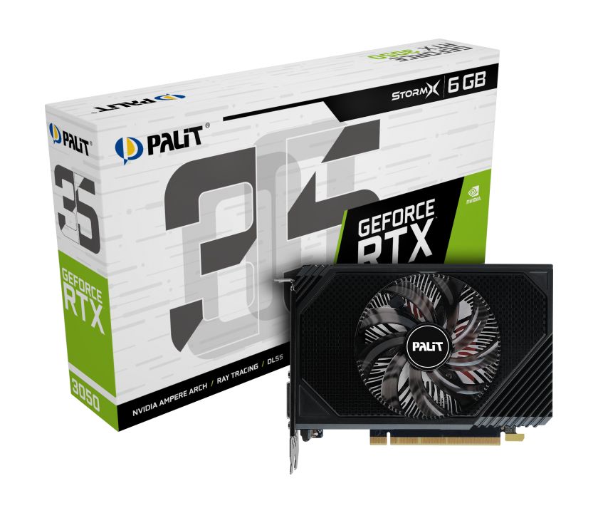Videókártya Palit GeForce RTX3050 6GB DDR6 StormX Videókártya Palit GeForce RTX3050 6GB DDR6 StormX