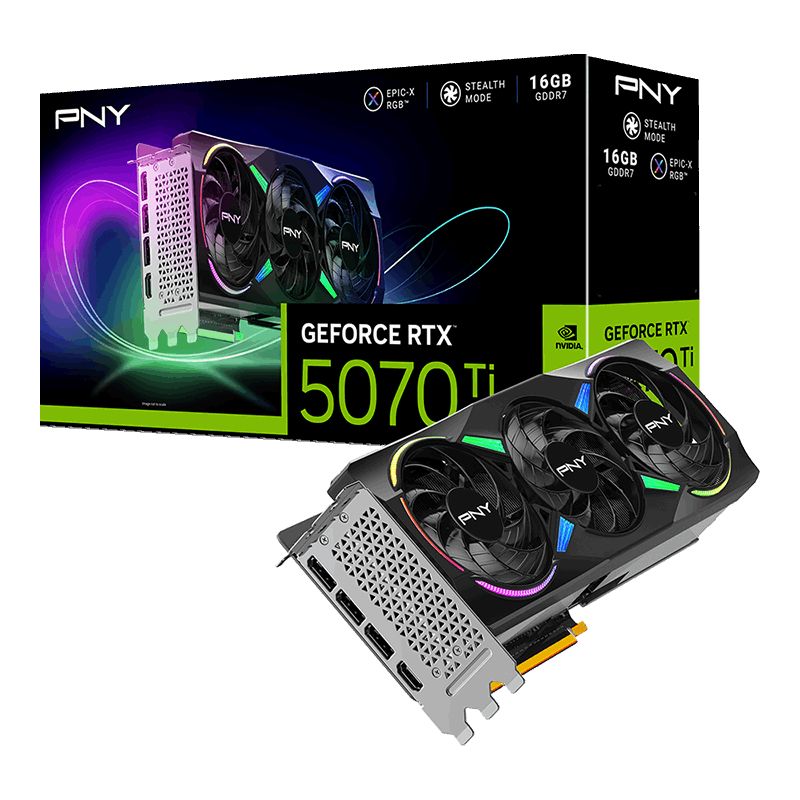 Videókártya PNY GeForce RTX5070TI 16GB DDR7 Gaming Triple Fan ARGB