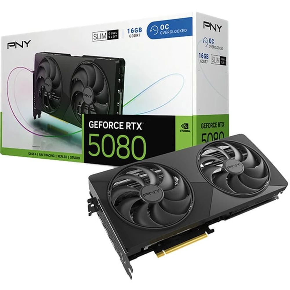 Videókártya PNY GeForce RTX5080 16GB DDR7 Slim OC Dual Fan