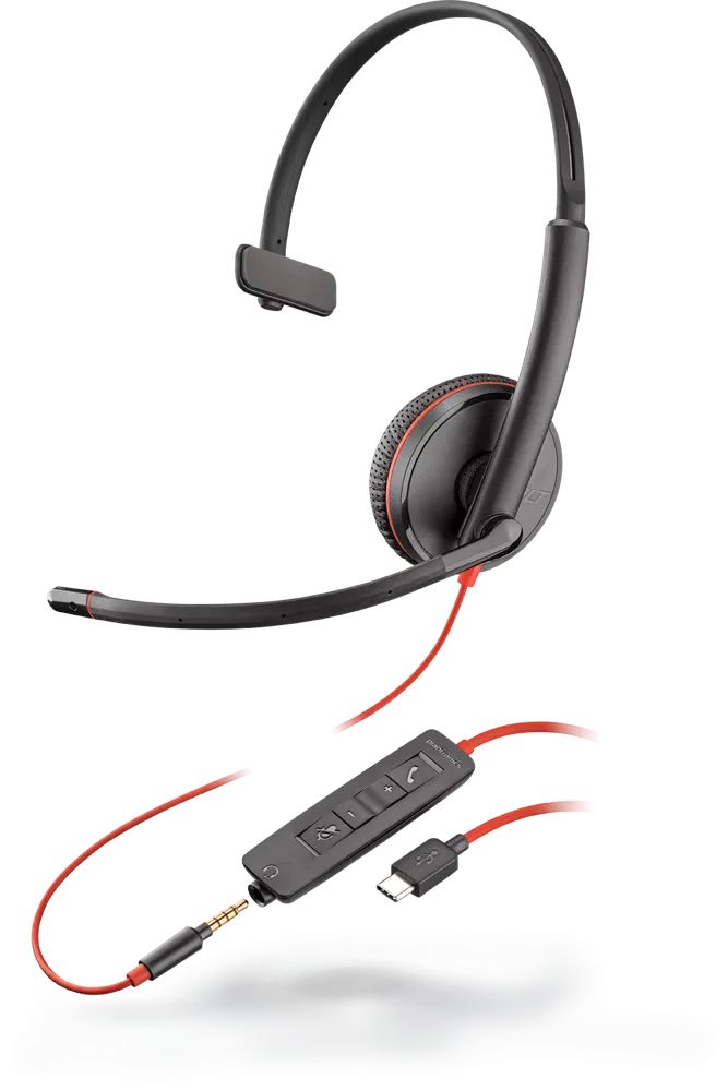 Poly Plantronics Blackwire 3215 USB-C/A Headset Black Poly Plantronics Blackwire 3215 USB-C/A Headset Black