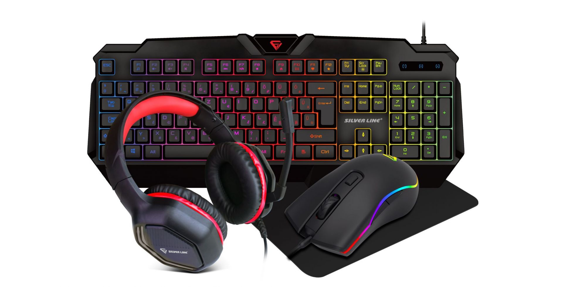 Billentyűzet Silverline CM120 Gaming Combo Set 4in1 Black HU Billentyűzet Silverline CM120 Gaming Combo Set 4in1 Black HU
