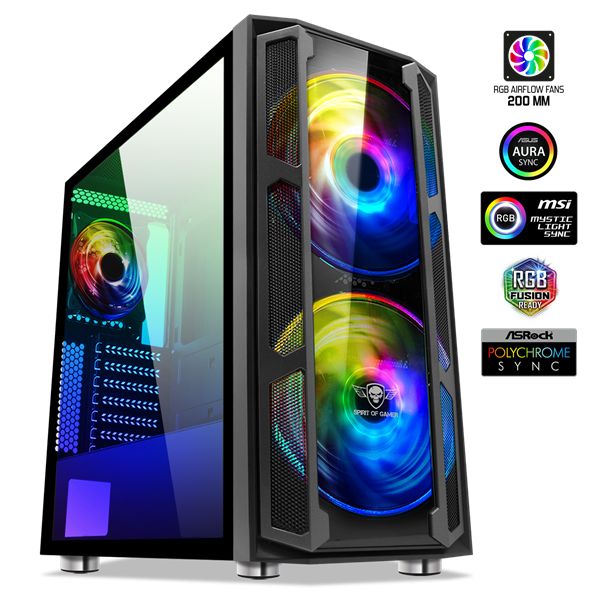 Ház Spirit Of Gamer Ghost 5 RGB Tempered Glass Black Ház Spirit Of Gamer Ghost 5 RGB Tempered Glass Black