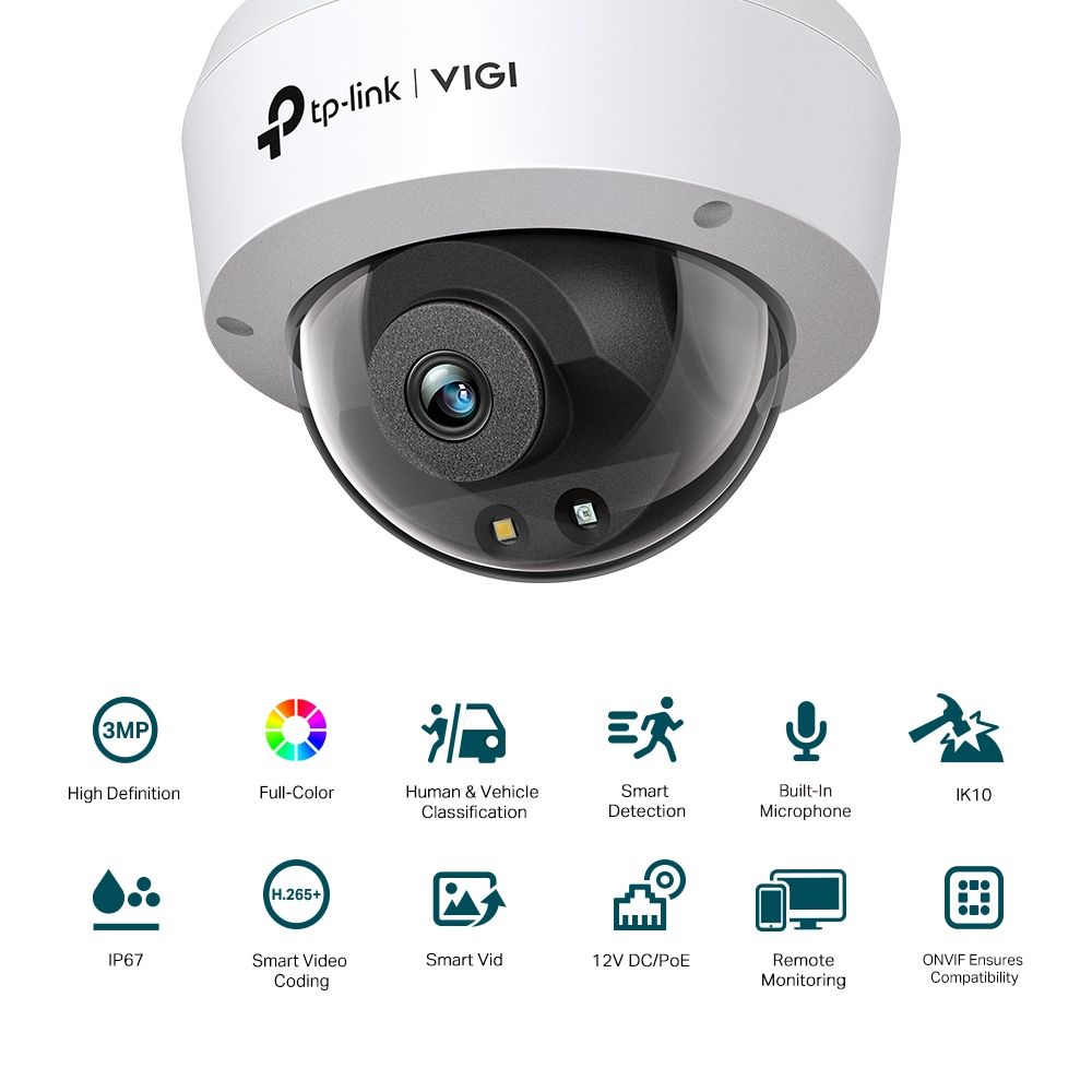 TP-Link VIGI C230 (4mm) 3MP Full-Color Dome Network Camera TP-Link VIGI C230 (4mm) 3MP Full-Color Dome Network Camera