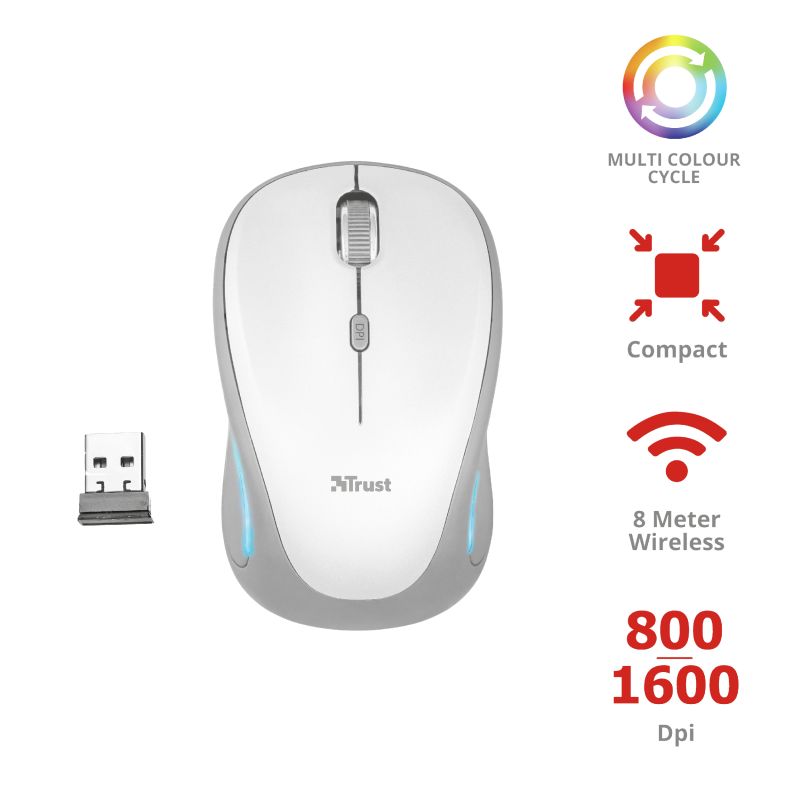 Egér Trust Yvi FX Wireless mouse White Egér Trust Yvi FX Wireless mouse White