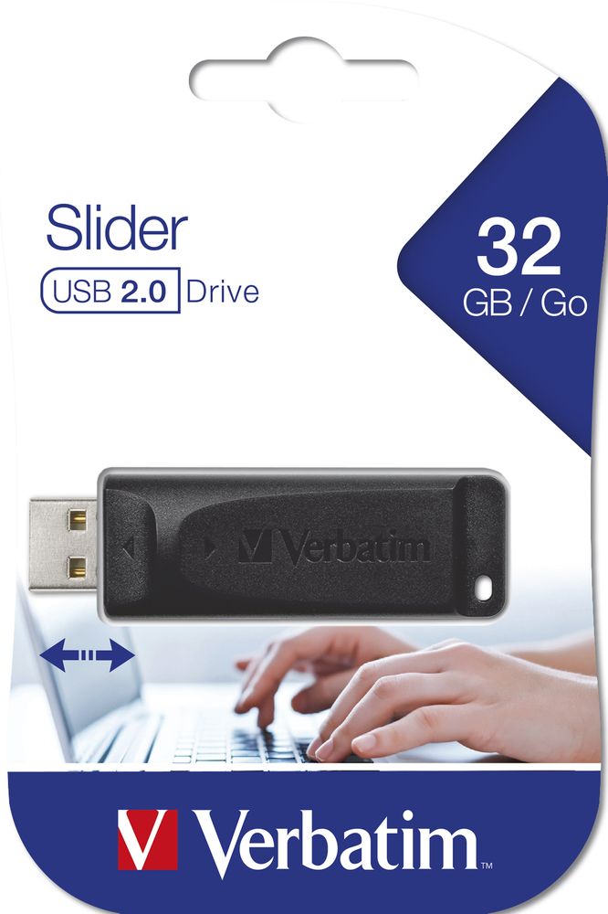 USB Flash RAM Verbatim 32GB Slider USB2.0 Black