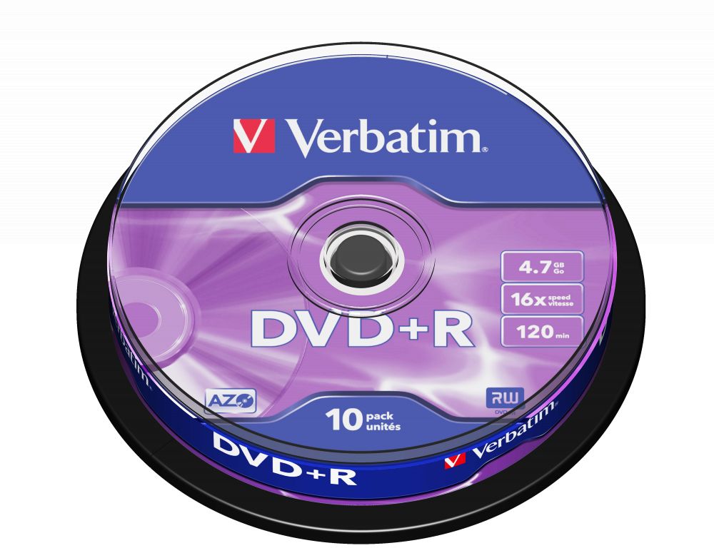 Verbatim DVD+R 4,7Gb 16x Hengeres 10db/csomag (10-es címke) Verbatim DVD+R 4,7Gb 16x Hengeres 10db/csomag (10-es címke)