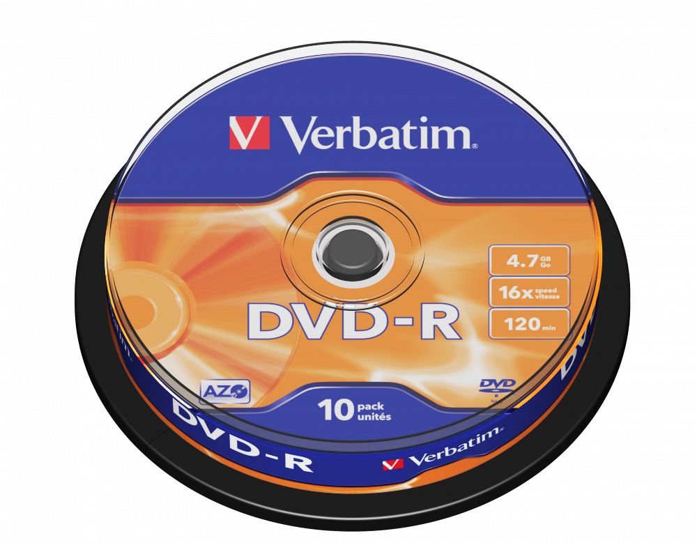 Verbatim DVD-R 4,7Gb 16x Hengeres 10db/csomag (10-ös címke) Verbatim DVD-R 4,7Gb 16x Hengeres 10db/csomag (10-ös címke)