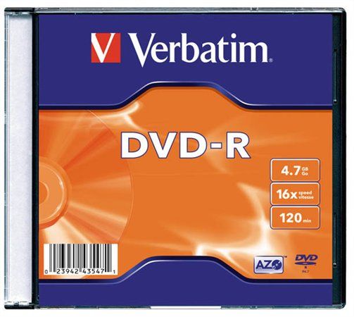 Verbatim DVD-R 4,7Gb 16x Slim tok 1db/csomag (1-es címke) Verbatim DVD-R 4,7Gb 16x Slim tok 1db/csomag (1-es címke)