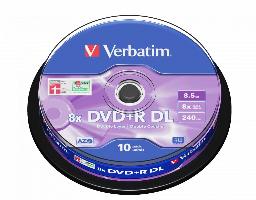 Verbatim DVD+R 8,5Gb 8x Hengeres 10db/csomag (10-es címke) Verbatim DVD+R 8,5Gb 8x Hengeres 10db/csomag (10-es címke)