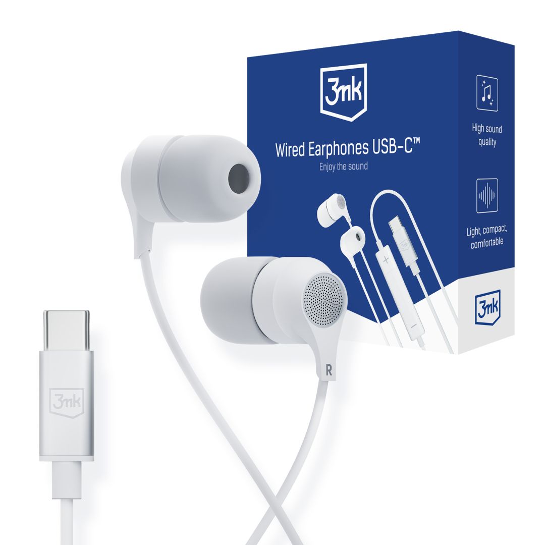 3mk Wired Earphones USB-C Headset White 3mk Wired Earphones USB-C Headset White