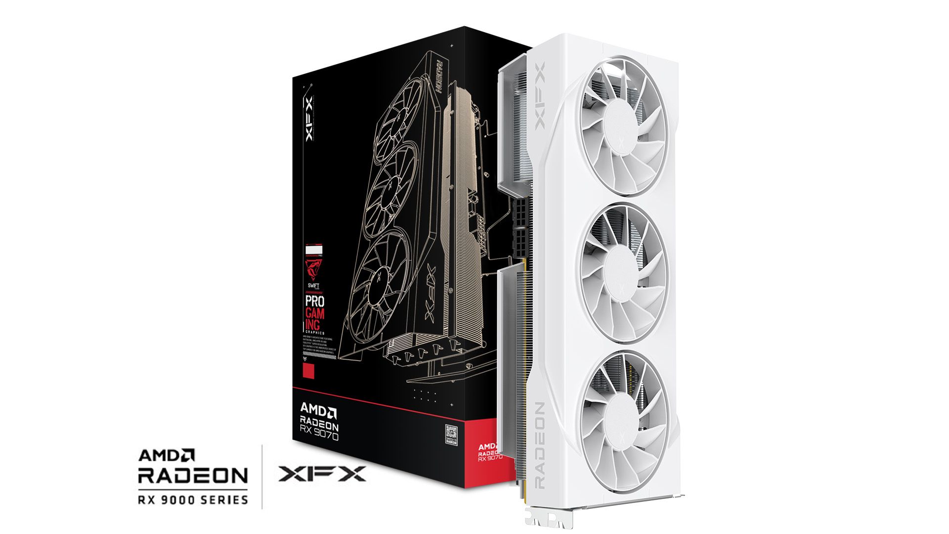 Videókártya XFX RX9070GRE 12GB DDR6 Triple Fan Gaming Edition White