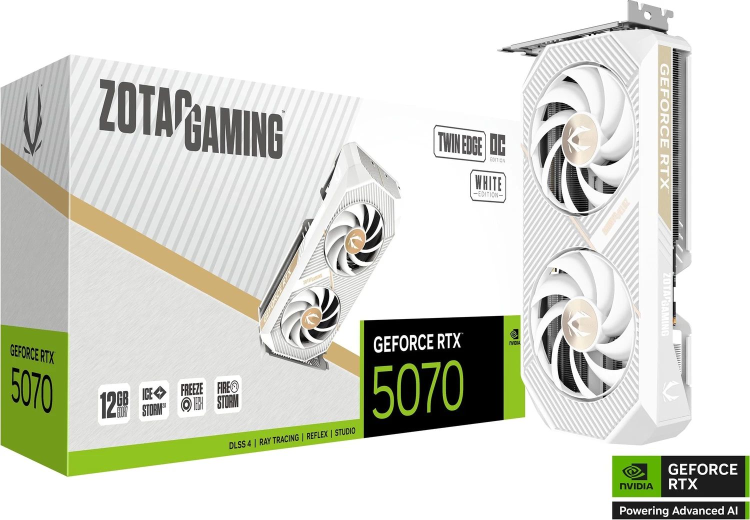 Videókártya Zotac GeForce RTX5070 12GB GDDR7 Twin Edge White OC Videókártya Zotac GeForce RTX5070 12GB GDDR7 Twin Edge White OC