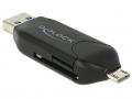 Kártyaolvasó DeLock microUSB OTG + USB3.0 A male Card Reader Black