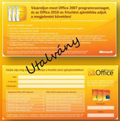 Office 2010 utalvány